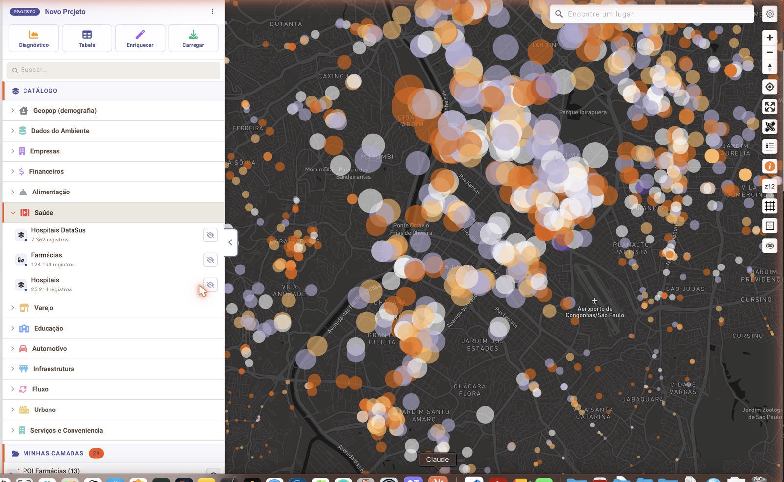 Mapa temático de pontos